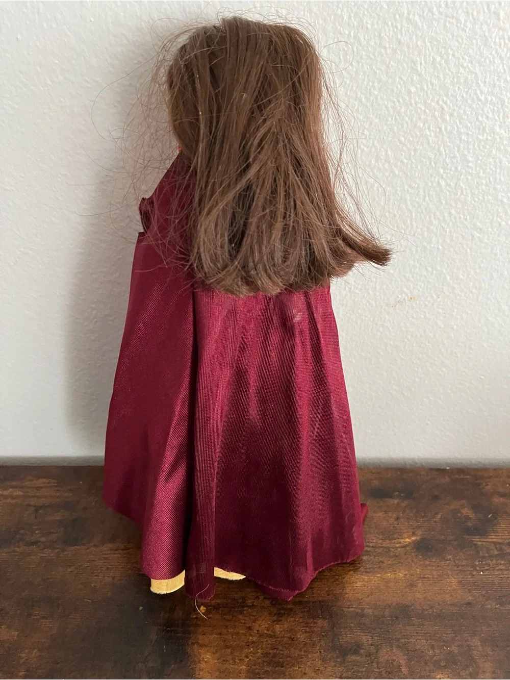 Handmade Orange Gradient Cloth Doll with Burgundy Cape
